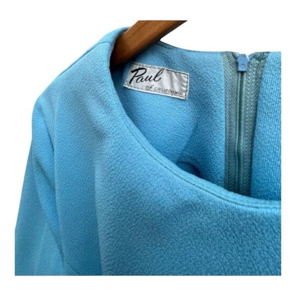 Vintage Paul Of California A-Line Baby Blue Polyester Dress MOD Size 18 New - Picture 3 of 6